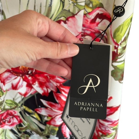 Adrianna Papell NWT Floral Square Neck Scuba Knee Length Sheath Dress Size 16 - Picture 6 of 11
